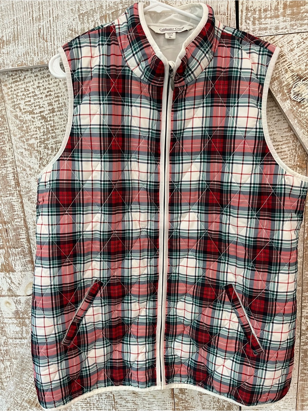 Coldwater Creek Women’s Red Plaid Quilted Vest XL